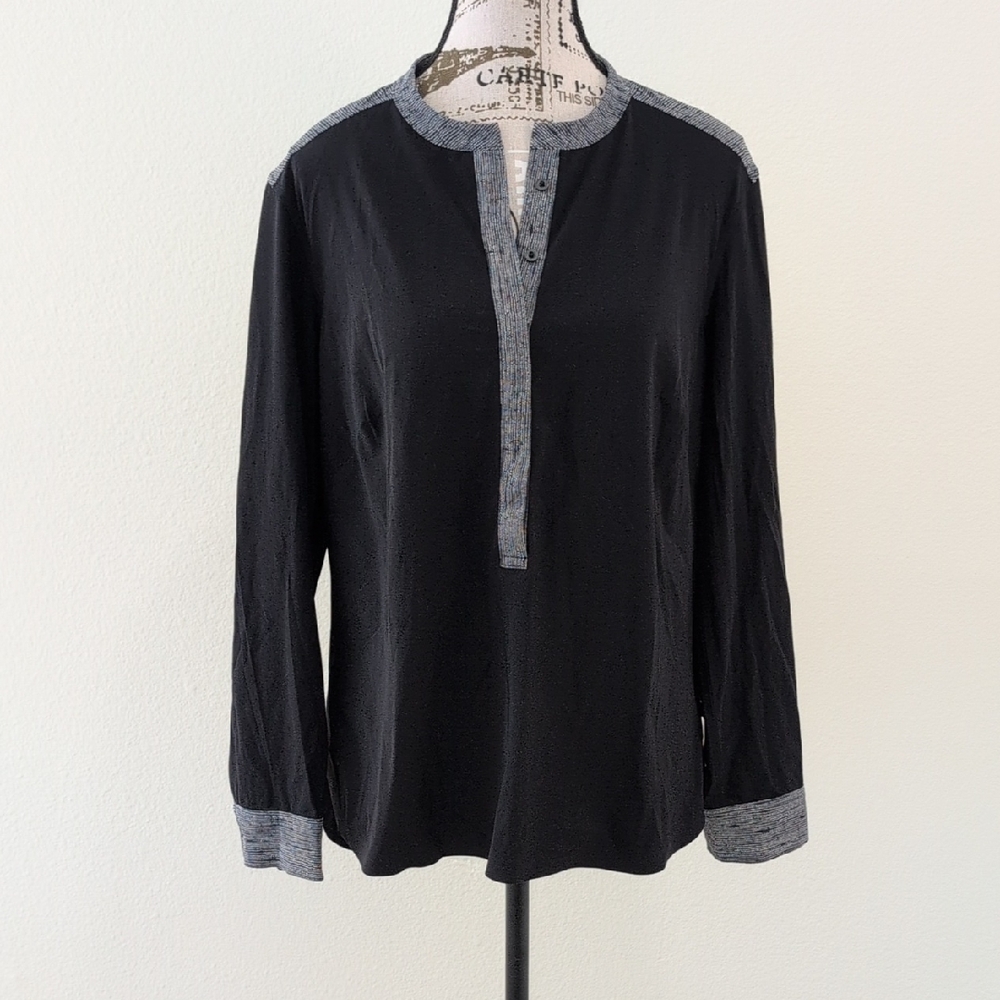 Cuatom Unbranded Black Long Sleeve Shirt with Gray Accents